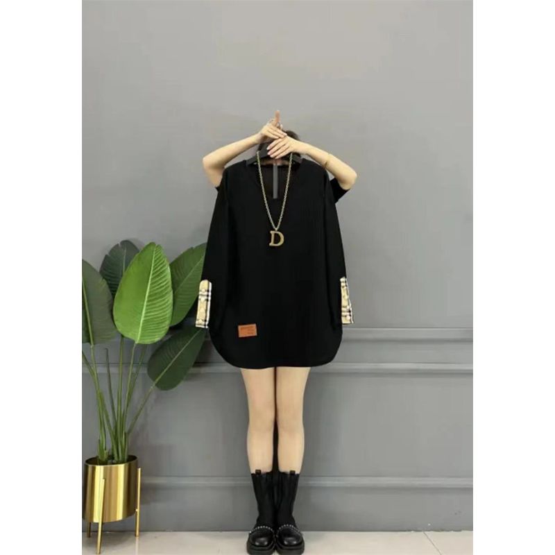 

Футболка с V-образным вырезом, скрывающая живот, подчеркивающая фигуру, универсальная, модная модель больших размеров для осени и зимы, минималистичный дизайн, сетчатая версия, маленькая футболка, топ, женская Black 3XL