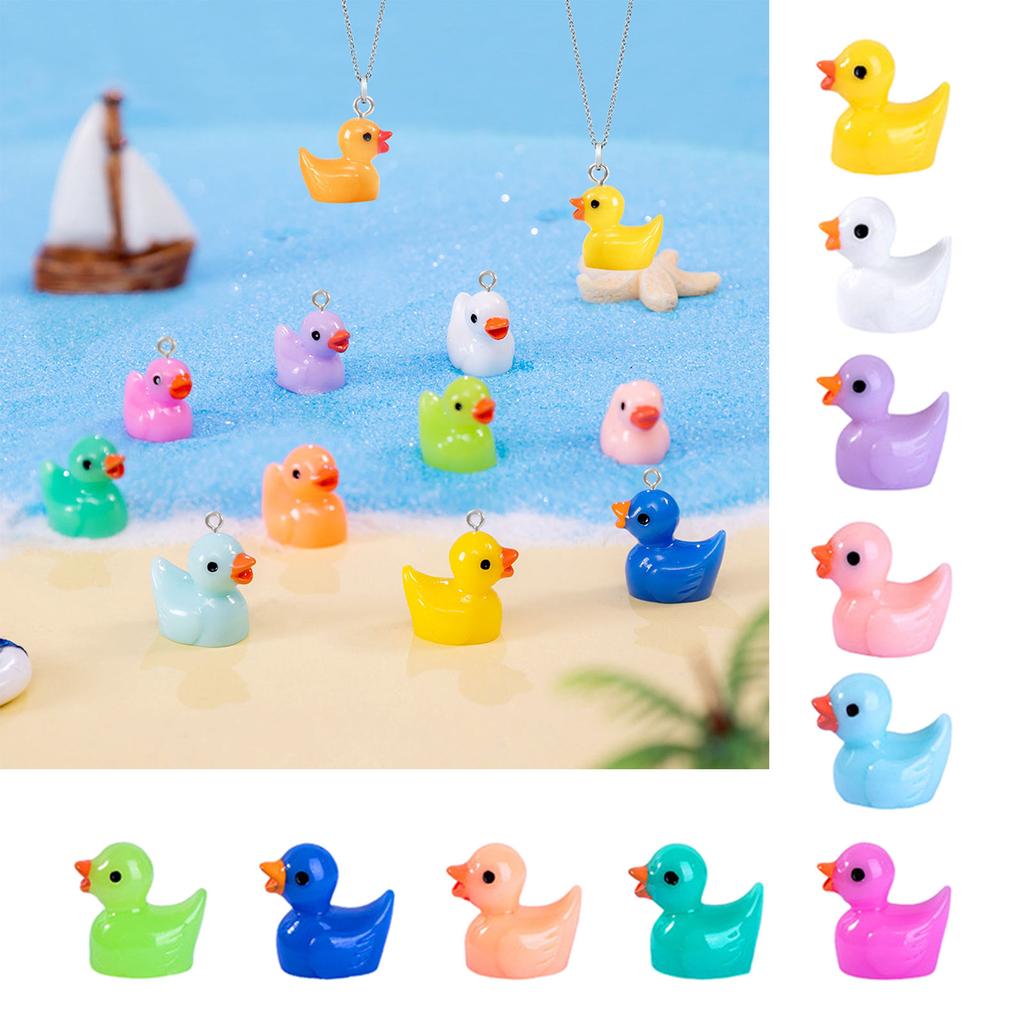 Sortiertes Miniatur-Entenornament 100 Stück Mehrfarbige Harz-Entenfiguren für Bonsai-Landschaft und Aquarium-Dekorationen