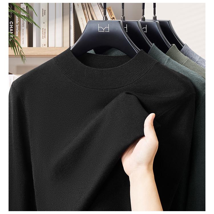 Men's Stand-Up Collar Wool Blend Sweater - Warm, Basic Style for Autumn/Winter