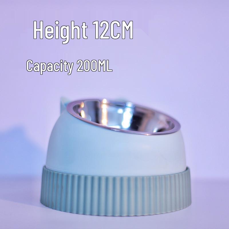 Elevated Stainless Steel & Ceramic Pet Bowls - Anti-Tip Design for Cats & Dogs, Protects Cervical Vertebrae, Double Bowl Set
