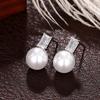 925 Sterling Silver Pearl Earrings with Square Cubic Zircon Temperament Accessories for Women Hot Jewelry Wholesale