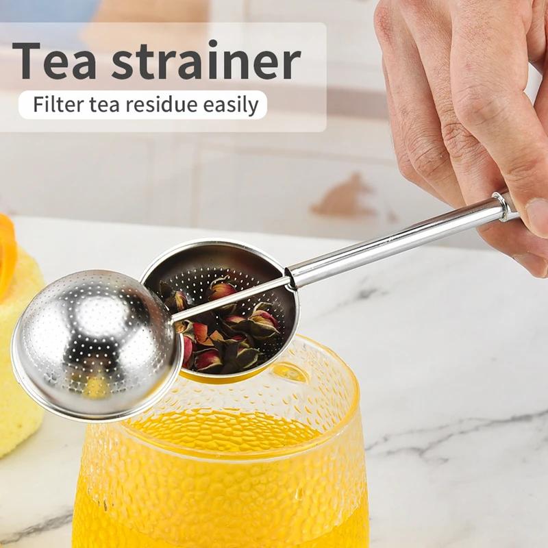 Retractable Design Tea Infuser Filter 304 Stainless Steel Ball & Pipe Shape Tea Strainer Kitchen Tea Brewing Accessory
