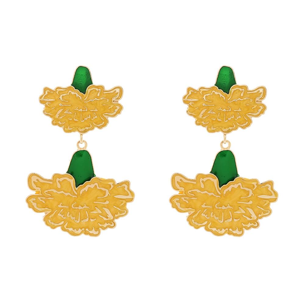 Digadagu Metal Carnation Flower Dangle Earrings New Women s Simple Elegant Design Zircon Accessories