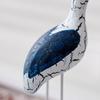Wooden Seabird Figurine Ornament Desktop Decor with Stable Base Retro Distressed Blue White Coastal Style for Bedroom Living Room Study