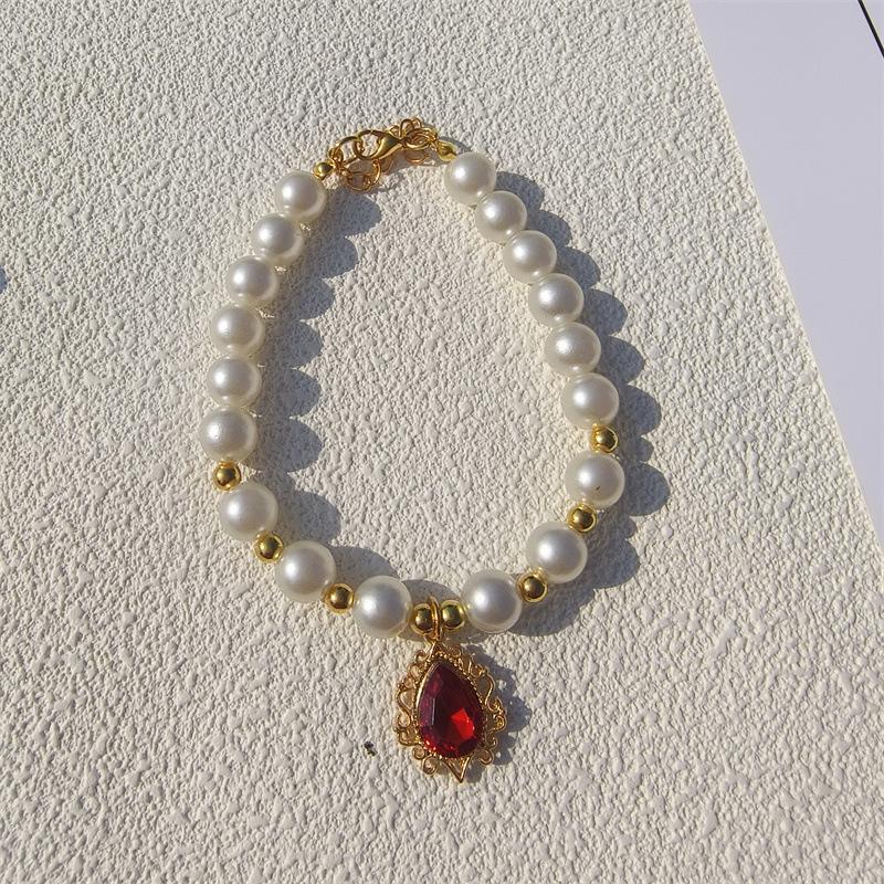 New Love Pendant Pearl Beaded Pet Necklace Versatile Accessories Handmade Cat and Dog Collar
