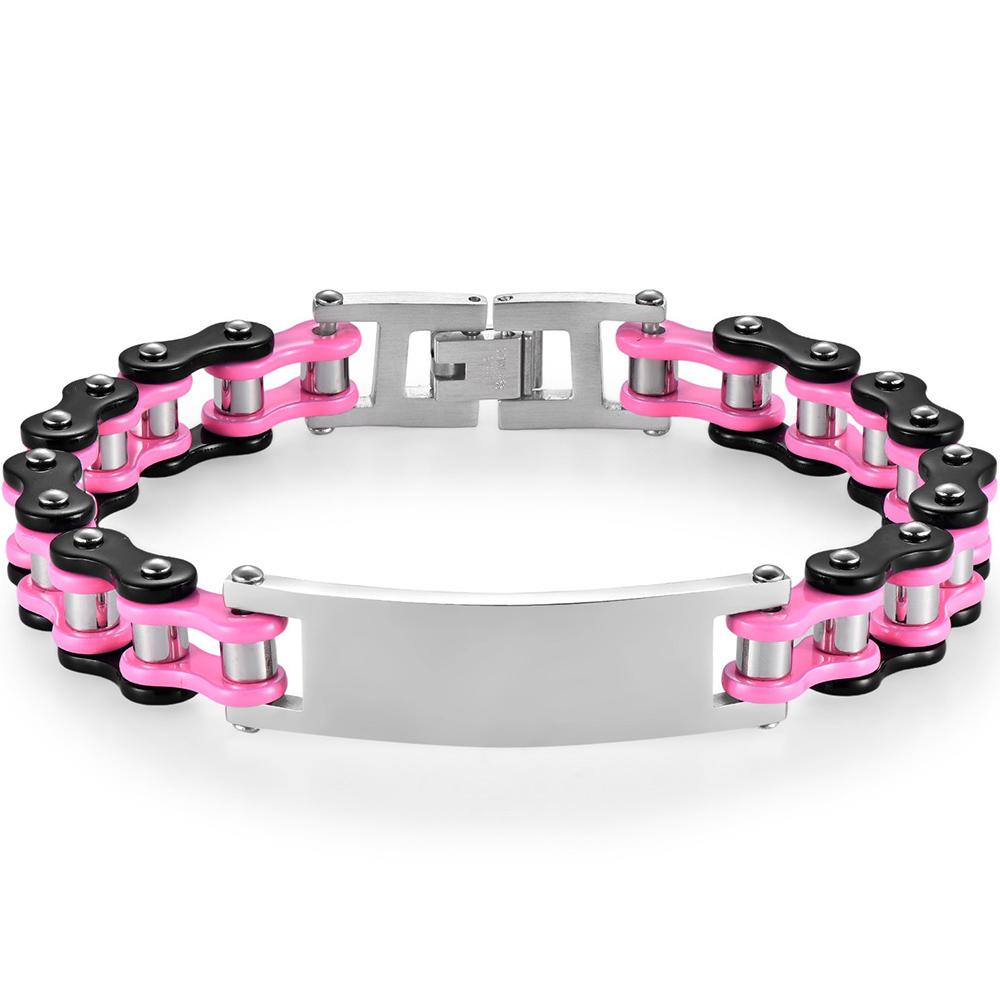 12MM Motorcycle Bike Chain Bracelet for Men Stainless Steel Bicycle Link Design Men's ID Bracelets Punk Rock Jewelry Accessory 10 Color