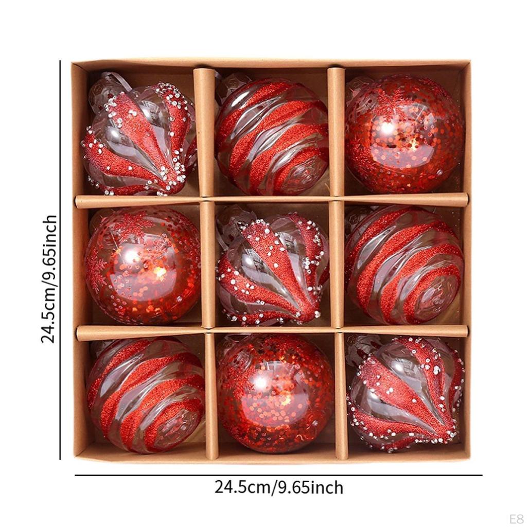 9 Pieces Christmas Ball Ornaments Decorative Baubles Charm Pendants Shatterproof Xmas Tree