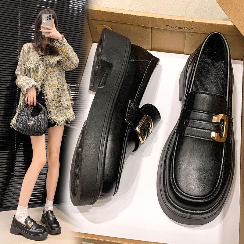 British style small leather shoes women's 2025 new spring and autumn popular platform loafers black jk shoes versatile single shoes