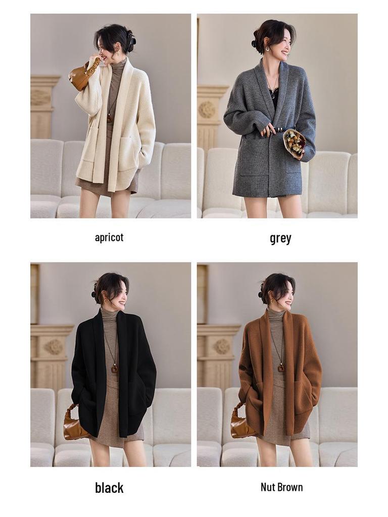 2025 Autumn/Winter Pineapple Stitch Thick Cardigan Coat - Women's Wool Knitwear Sweater