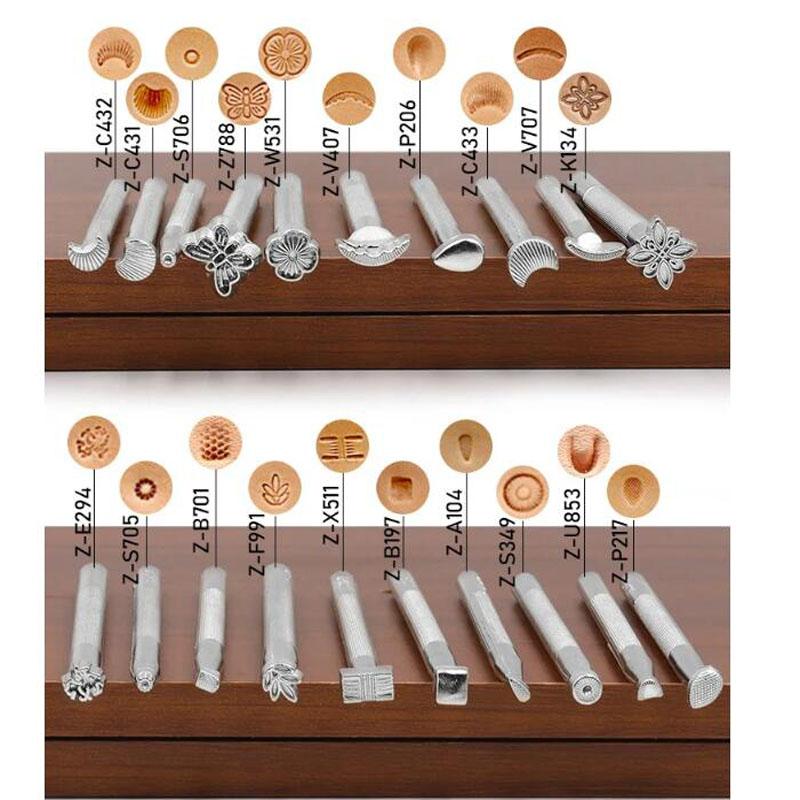 Lederstempel Druckwerkzeugsatz Legierungsstempel Schlagstempelset Schnitzen Sattelherstellungswerkzeuge für Lederhandwerk DIY Kunstwerk