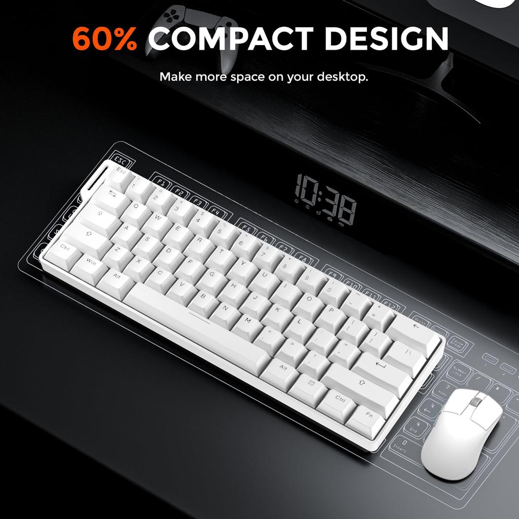 DAREU EK60HE Gaming Keyboard with Rapid 8000Hz Polling Magnetic SOCD English 0.01mm Trigger, Rate, Hot-Swap Switches, Compatible, Tenkeyless, 60%