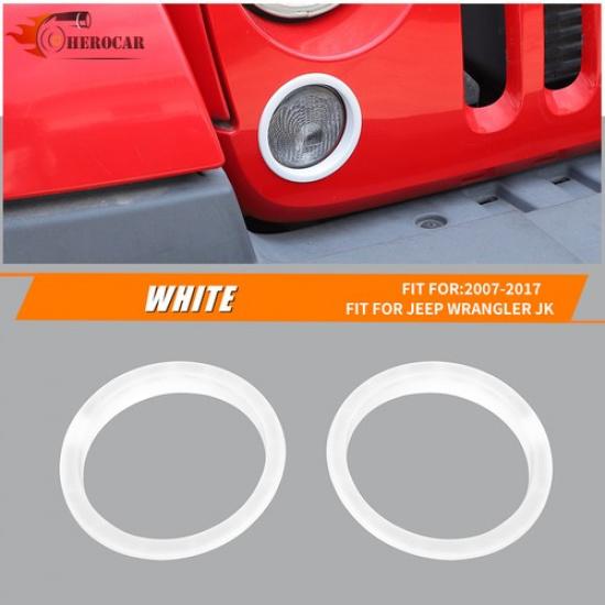 White Front Turn Signal Light Cover Trim For Jeep Wrangler JK 2007-2018 Exterior