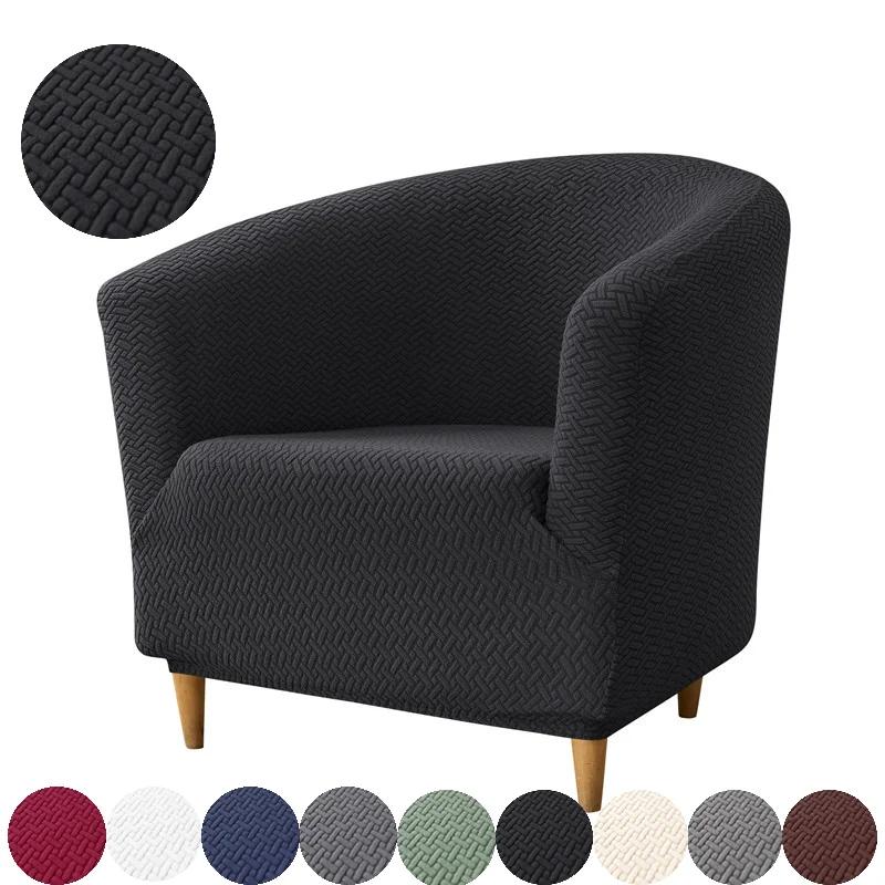 Jacquard Club Chair Slipcover Polar Fleece Barrel Tub Chair Covers Stretch Armchair Sofa Cover Living Room Furniture Protector