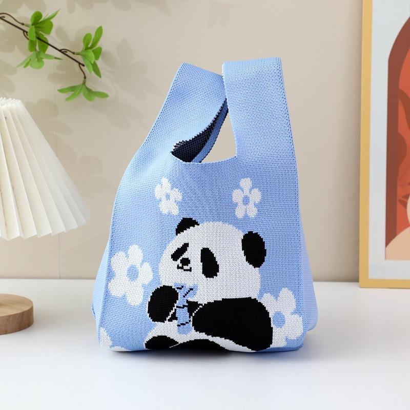 Gestrickte Handtasche im chinesischen Stil mit Riesenpanda – süße, gewebte Souvenir-Geschenktasche