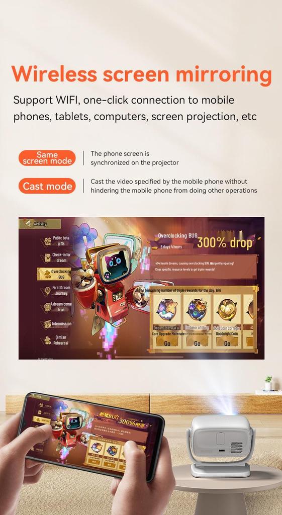 Ultra HD Portable Home Theater Projector with PTZ Functionality