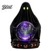 Decorative Magic Potion Bottle LED Lighted Halloween Faux Crystal Ball Decoration Resin Witch/Skeleton/Cat/Ghost Figurine with Vintage Style