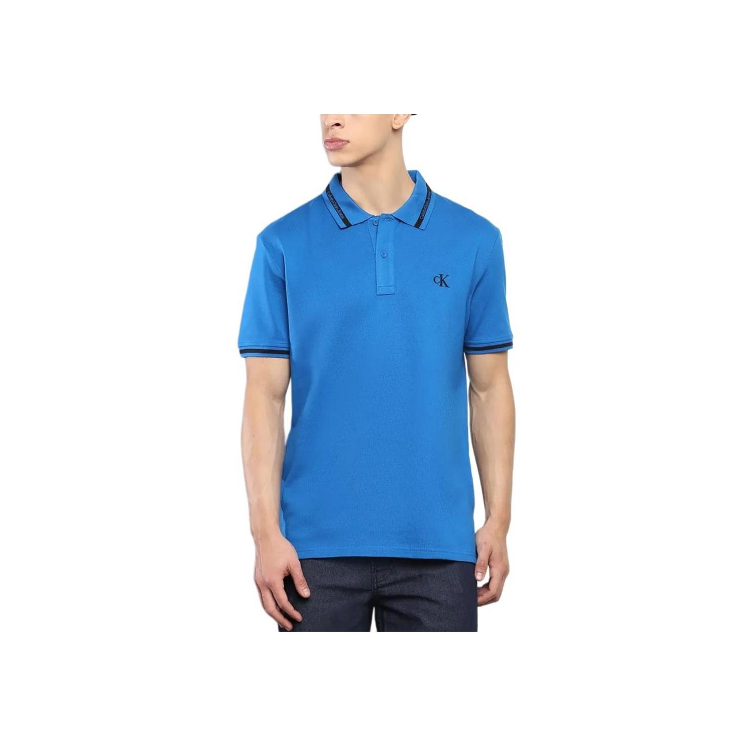 

Calvin Klein Comfortable Minimalist Letter Print Short Sleeve Polo Shirt Men tops Blue J323200-C3B XL