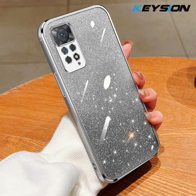 KEYSION Luxury Plating Glitter Phone Case for Redmi Note 11 Pro 11S 5G 11 Pro+ 5G Transparent Soft TPU Shockproof Cover