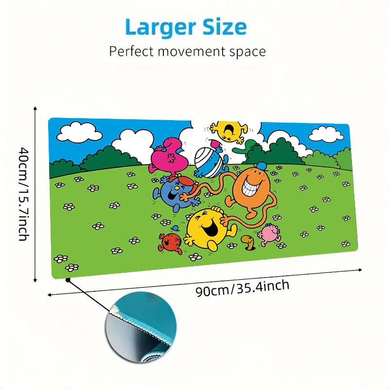 Mr. Men Little Miss Large Size Mouse Pad Large Gaming Table Cushion Non-slip Laptop Tablet Big Mousepad XXL Mat Mini PC Playmat With Lock edge
