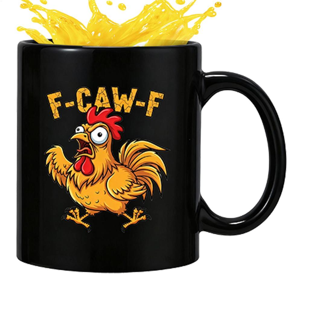 Chicken Style Mug Ceramic Hot Coffee Cup F-Caw-F Chicken Pattern Mug Ceramic Farmhouse Themed Coffee Mug Animal Tea Cup
