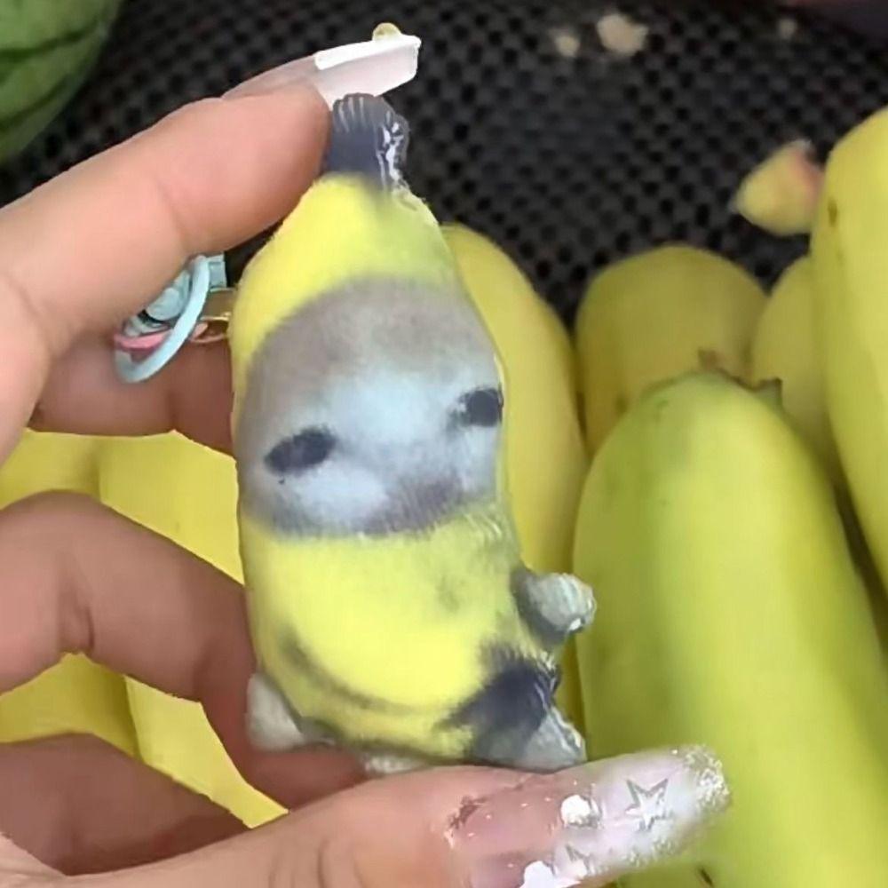 Funny Banana Cat Plush Pendant PP Cotton Car Bag Pendant Sound Plush Doll  Universal