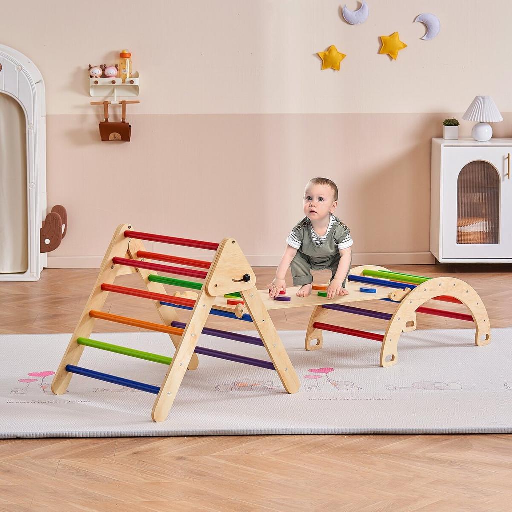 Pikler Dreieck Set 5in1 Montessori Kletterspielzeug Kleinkinder Groß Bunt
