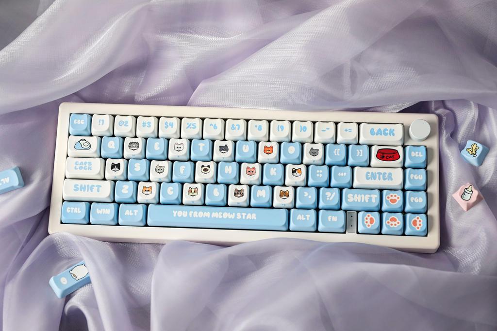 EPOMAKER PurrCap 142-Key PBT Keycap Set, Custom Keycaps for Mechanical Gaming Keyboards, Dye-Sublimation, Cute Keycaps, Compatible with Cherry,