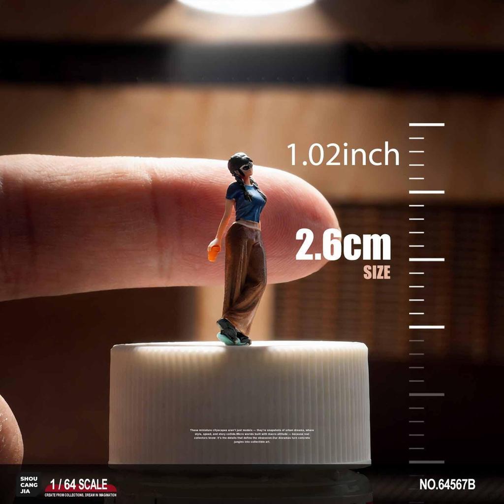 1:64 Miniatur-Figuren, Winzige Figuren Spielzeugpuppe Realistisches Kaffee-Mädchen Modell für Sammler