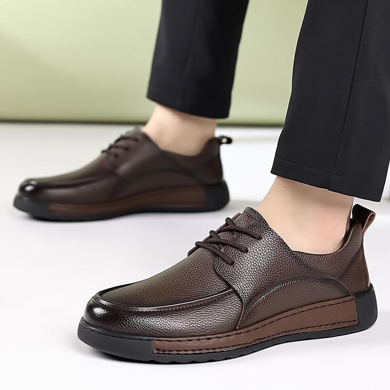 Soft Sole Leather Casual Shoes Men's British Retro Versatile Men's Casual Leather Shoes First Layer Cowhide Formal Business Men's Shoes