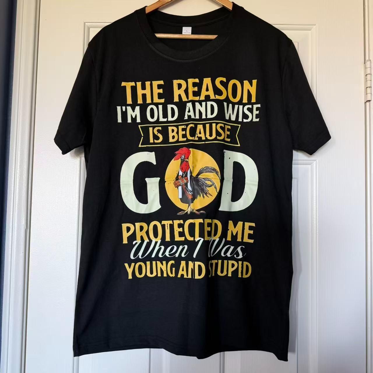God Protected Me Funny Christian T Shirt Old Wise Humor Gift Tee S