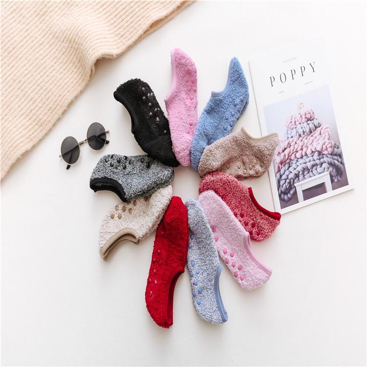 Non-slip Silicone Coral Fleece Floor Socks for Autumn and Winter Yoga