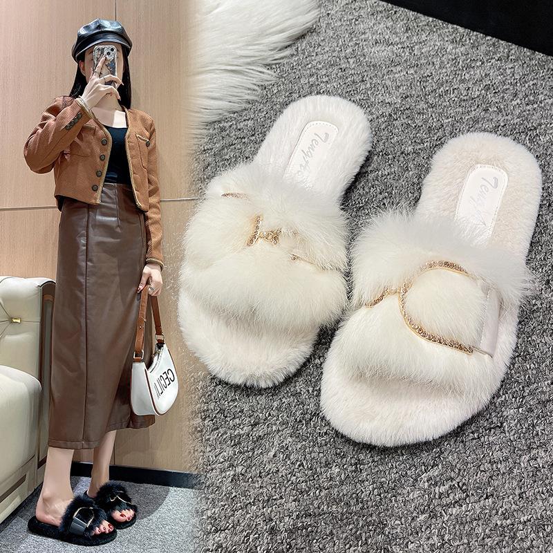 Mao Mao slippers women wear ins tide 2025 autumn and winter new Internet celebrity fashion fairy home flat cotton slippers