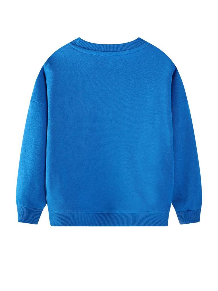 Children's Cartoon Embroidered Round Neck Hoodie - Spring/Autumn Lightweight Knit Pullover