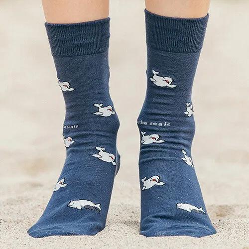 Beluga White Whale. Soft Organic Non-Restrictive Illustrated Socks