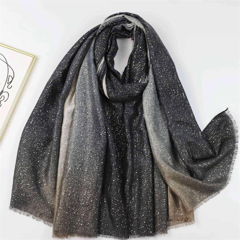 Winter Lurex Glitter Abstract Drawing Fringe Viscose Shawl Scarf High Quality Wrap Pashmina Stole Bufandas Muslim Hijab 180*90Cm