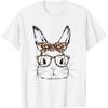Cute Bunny Face Leopard Glasses Bandana Easter Day Women T-Shirt