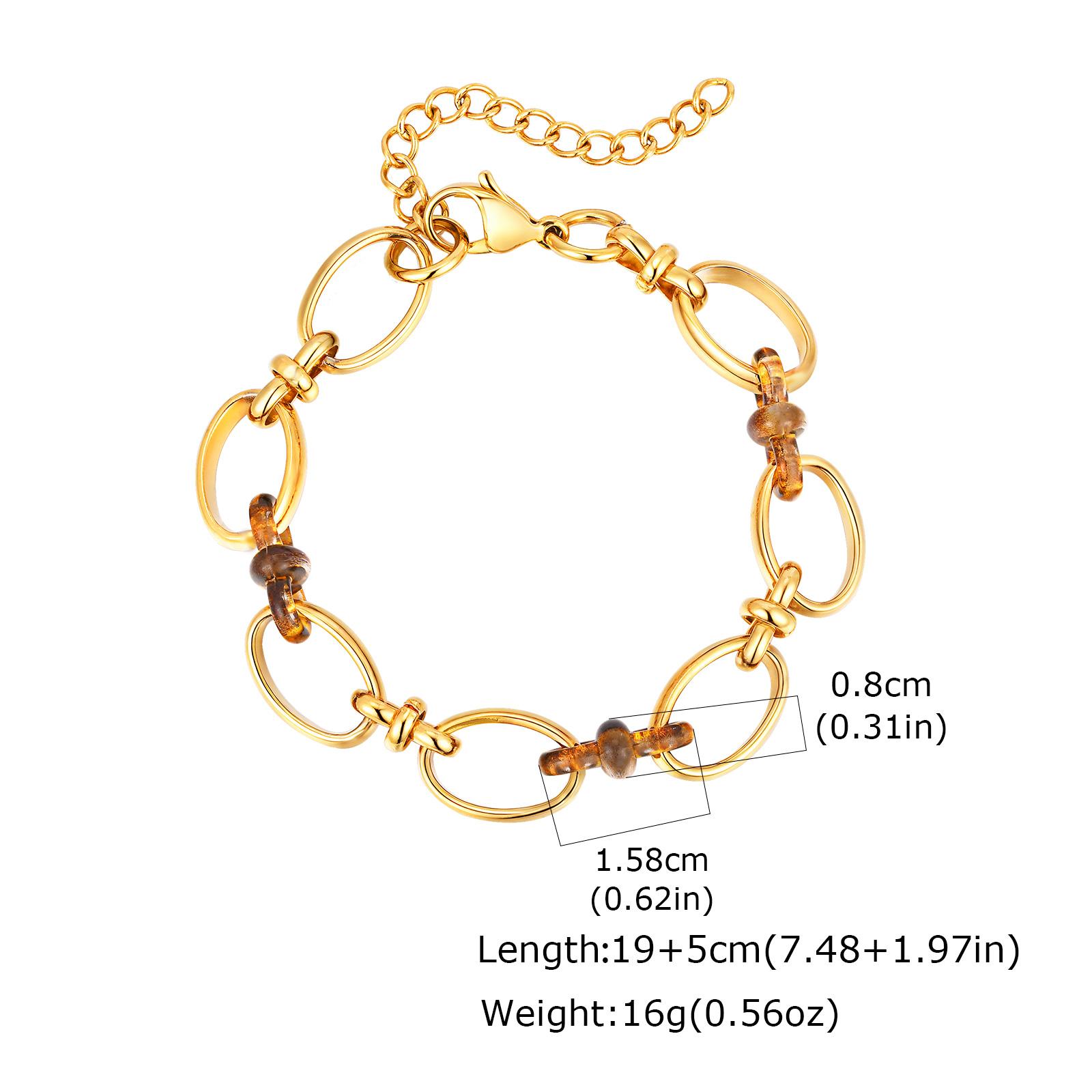 

Chunky Gold Plated Stainless Steel Necklace For Women, Oval Thick Link Chain Choker Necklace, Waterproof Fashion Jewelry Gift