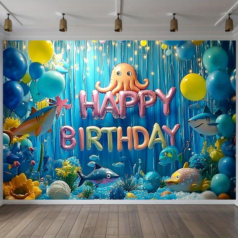 Party Backdrop Under The Sea Ocean Under Balloons Fish Octopus Photo Booth Background Birthday Party Decor