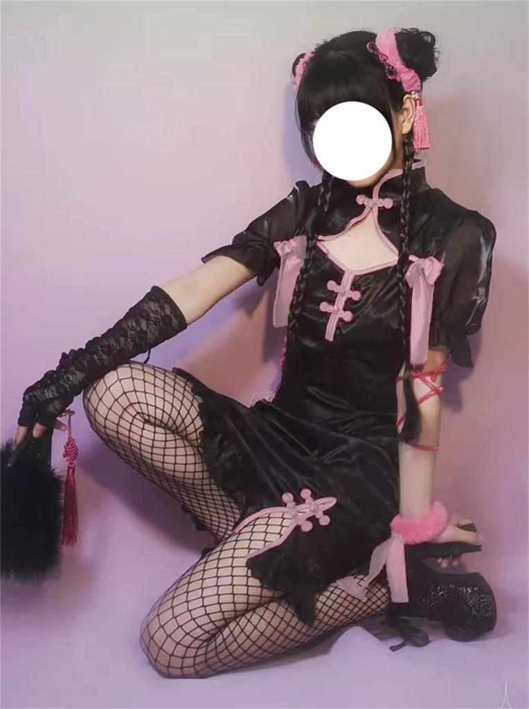 Sexy Lolita Black and White Cute Costume [CAWILXHA] [Pussy Claw] Cheongsam, Cosplay, Dress, Costume, (S, Black2)