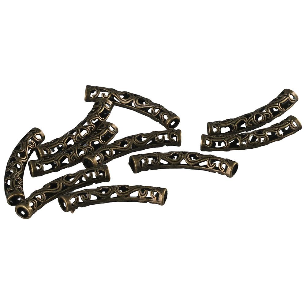 

100 шт., длина 37 мм, ширина 5 мм, изогнутые бусины-прокладки из металлической поворотной трубки, украшения для слайдов