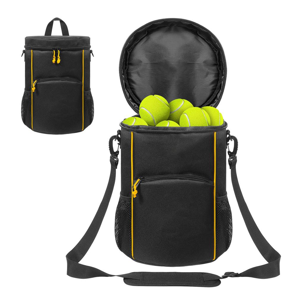 Tennis Balls Bag Adjustable Shoulder Strap Carry Bag MultiPocket Baseball Bag for Pickleballs and Table Tennis Training
