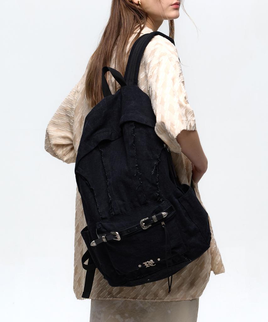 Rssc Raw Cut Denim Backpack - Black