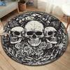 Romantic Skull Round Area Rug,Carpet Rug for Living Room Bedroom Sofa Playroom Decor,Non-slip Floor Mat