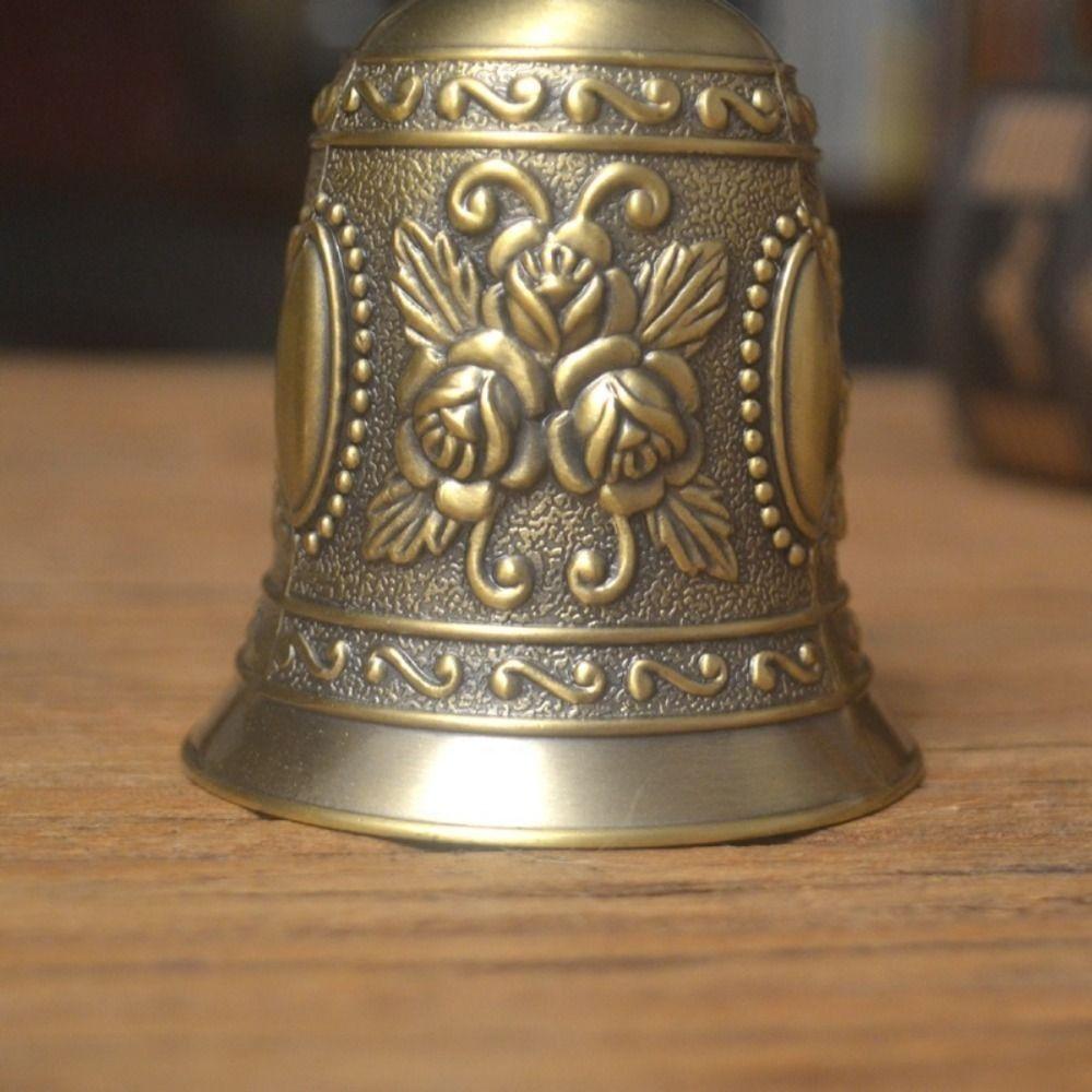 Retro Rose Church Bell Clear Sound Golden Dinner Bell Table Decor Pet Bell School
