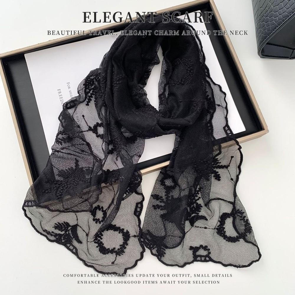 Long Sunscreen Lace Shawl Breathable Shawl Headscarf Elegant Lace Scarf  for Women