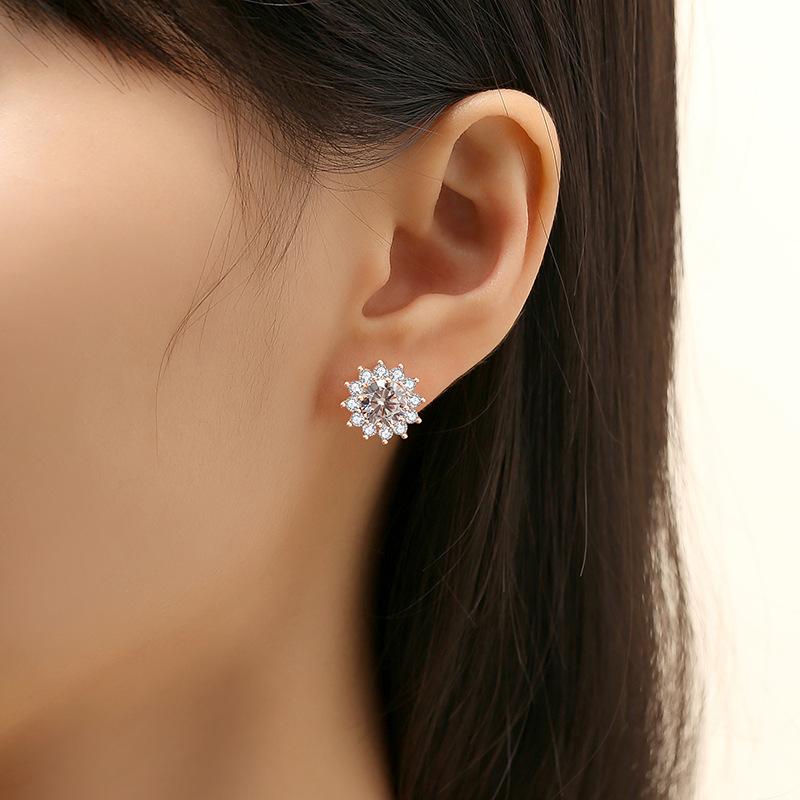 

Легкие роскошные супер-вспышки розового золота циркония цветы серьги-гвоздики женские корейские версии темпераментные пригородные серьги