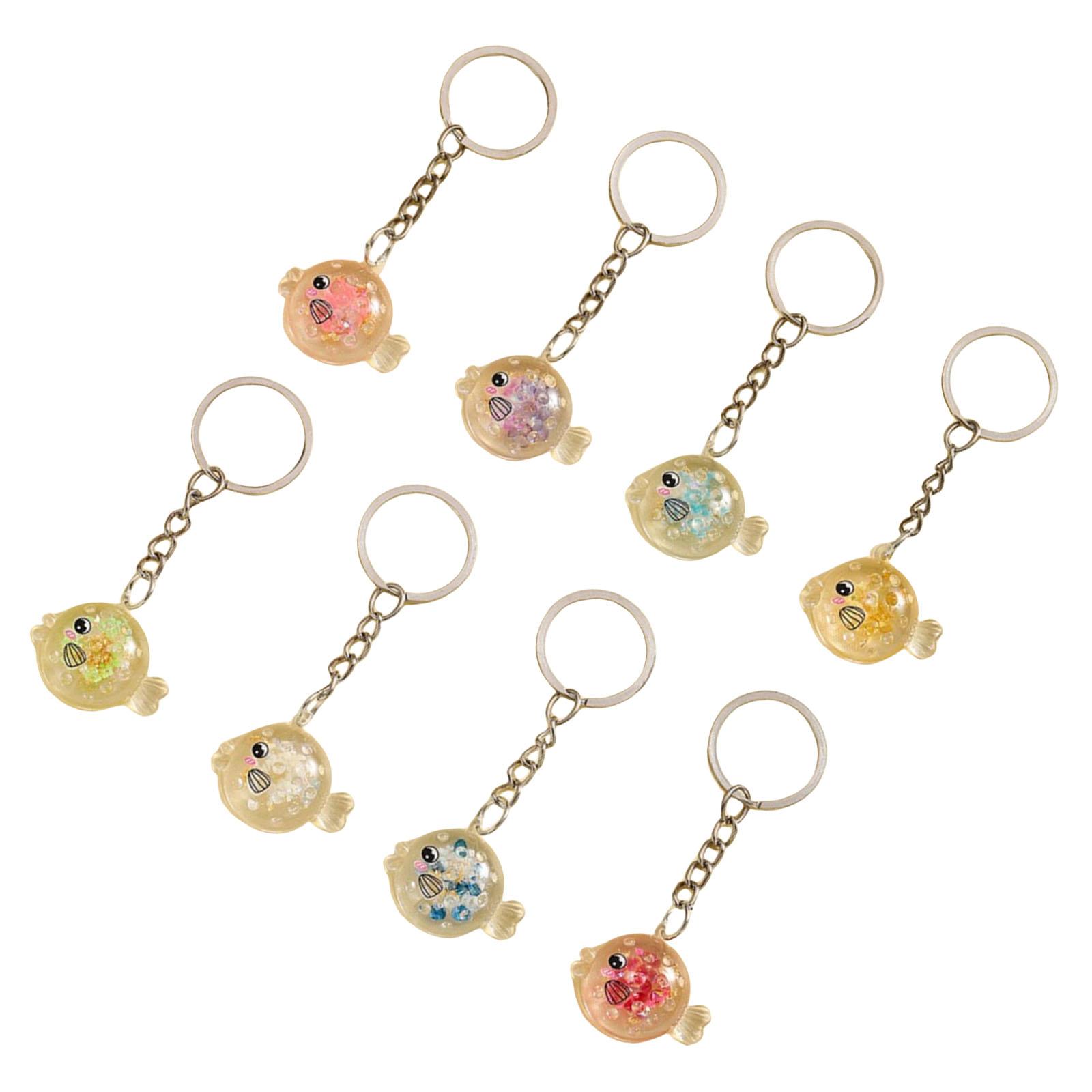 

8 шт. Набор из светящихся брелоков в виде рыбы-собаки, силиконовый брелок в виде рыбы-собаки, светящийся в темноте, брелки с идентификатором ключа, подвески