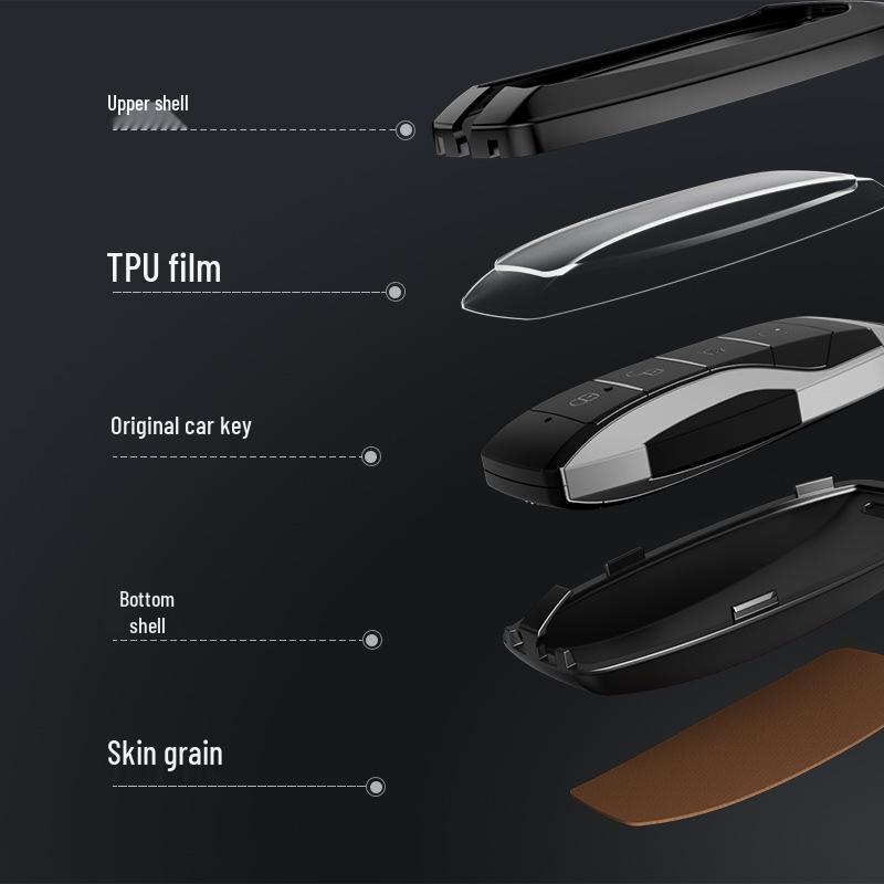 BYD Car Key Case: Metal & Leather for Qin Pro, Song Pro, Tang, Han Models