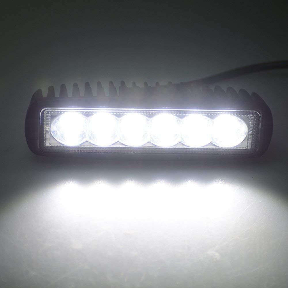 Willpower 2pcs 18W 6 Inch LED Work Light Spot Beam Single Row LED Light Bar 12V 24V Super Slim Offroad Driving Lights Fog Lamps for Truck Tractor