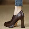 Winter Vintage Pointed Toe Women Ankle Boots Fashion Shallow Short Booties Concise Square High Heels Shoes